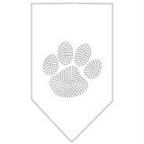Paw Clear Rhinestone Bandana White Large