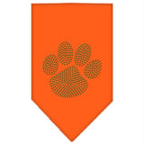 Paw Green Rhinestone Bandana Orange Small