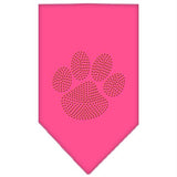 Paw Orange Rhinestone Bandana Bright Pink Large