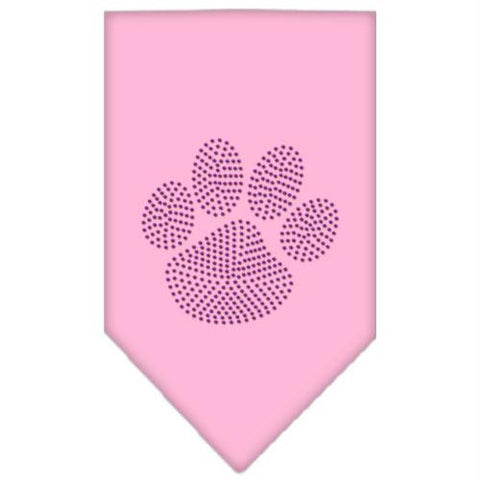 Paw Purple Rhinestone Bandana Light Pink Large