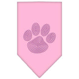 Paw Purple Rhinestone Bandana Light Pink Small