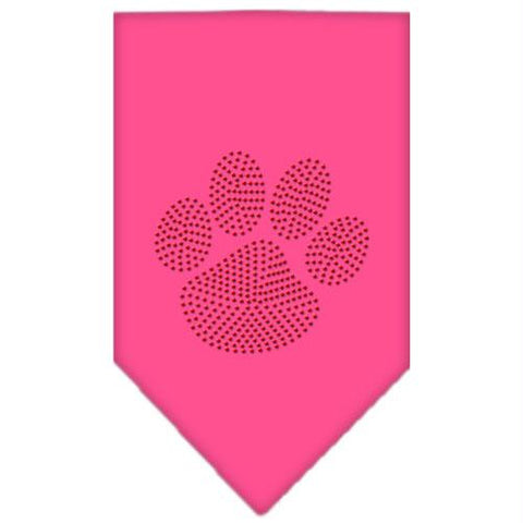 Paw Red Rhinestone Bandana Bright Pink Large