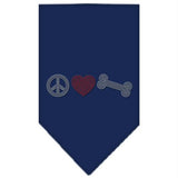 Peace Love Bone Rhinestone Bandana Navy Blue large