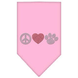 Peace Love Paw Rhinestone Bandana Light Pink Small