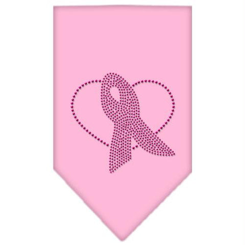 Pink Ribbon Rhinestone Bandana Light Pink Small