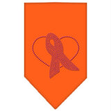 Pink Ribbon Rhinestone Bandana Orange Small