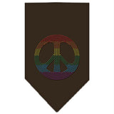 Rainbow Peace Sign Rhinestone Bandana Cocoa Large