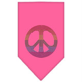 Rainbow Peace Sign Rhinestone Bandana Bright Pink Small