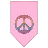 Rainbow Peace Sign Rhinestone Bandana Light Pink Small