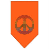 Rainbow Peace Sign Rhinestone Bandana Orange Small