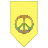 Rainbow Peace Sign Rhinestone Bandana Yellow Small