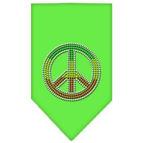 Rasta Peace Rhinestone Bandana Lime Green Large