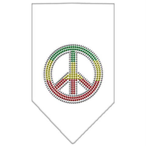Rasta Peace Rhinestone Bandana White Large