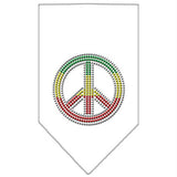 Rasta Peace Rhinestone Bandana White Small