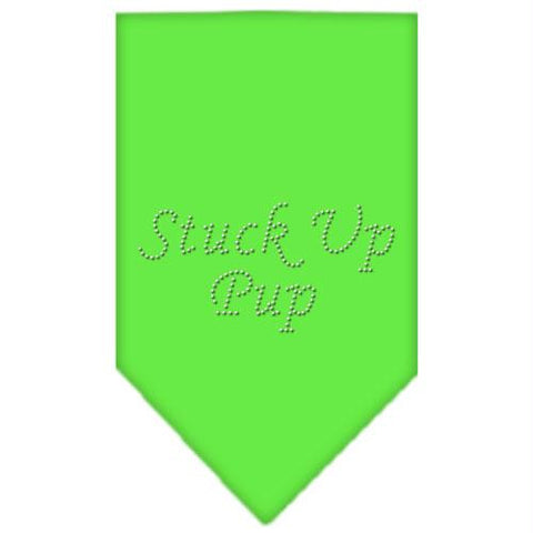 Stuck Up Pup Rhinestone Bandana Lime Green Large