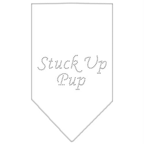 Stuck Up Pup Rhinestone Bandana White Large