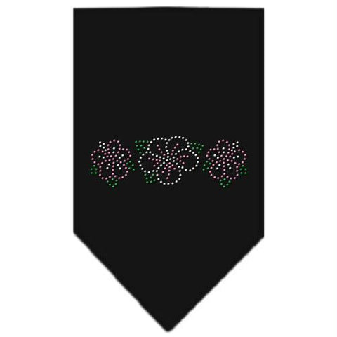 Tropical Flower Rhinestone Bandana Black Large