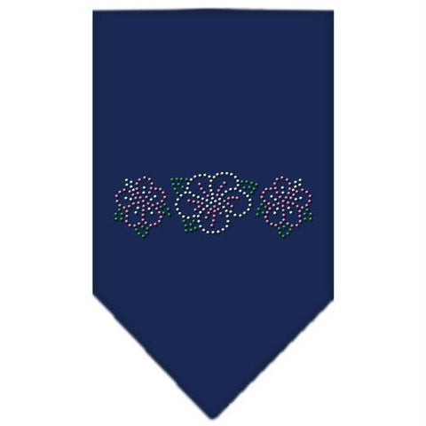 Tropical Flower Rhinestone Bandana Navy Blue Small