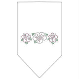 Tropical Flower Rhinestone Bandana White Small