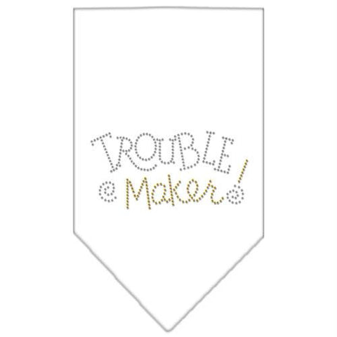 Trouble Maker Rhinestone Bandana White Small