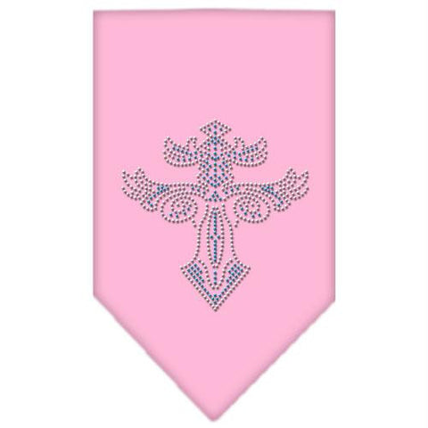 Warriors Cross Rhinestone Bandana Light Pink Large