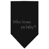 Who Loves Ya Baby Rhinestone Bandana Black Large