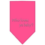 Who Loves Ya Baby Rhinestone Bandana Bright Pink Large