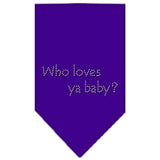 Who Loves Ya Baby Rhinestone Bandana Purple Large