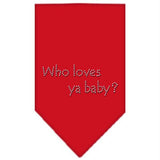 Who Loves Ya Baby Rhinestone Bandana Red Large