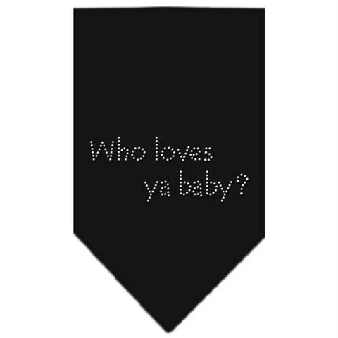 Who Loves Ya Baby Rhinestone Bandana Black Small