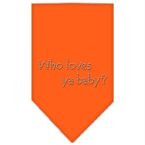 Who Loves Ya Baby Rhinestone Bandana Orange Small