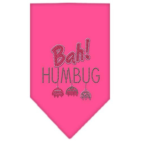 Bah Humbug Rhinestone Bandana Bright Pink Large