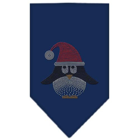 Santa Penguin Rhinestone Bandana Navy Blue large