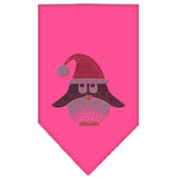 Santa Penguin Rhinestone Bandana Bright Pink Small