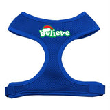 Dog Harness Believe Screen Print Soft Mesh Blue