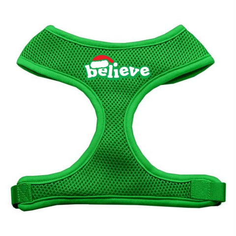 Dog Harness Soft Mesh Emerald Green Believe Screen Print