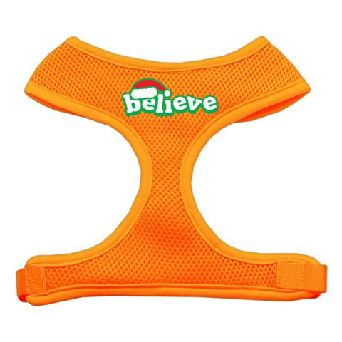 Dog Harness Soft Mesh Orange Believe Screen Print