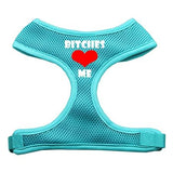 Dog Harness Bitches Love Me Soft Mesh Aqua