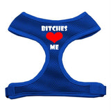 Dog Harness Bitches Love Me Soft Mesh Blue