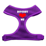 Dog Harness Bitches Love Me Soft Mesh Purple