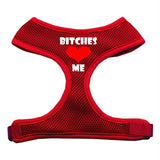 Dog Harness Bitches Love Me Soft Mesh Red