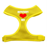 Dog Harness Bitches Love Me Soft Mesh Yellow