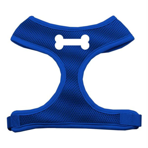 Dog Harness Bone Design Soft Mesh Blue