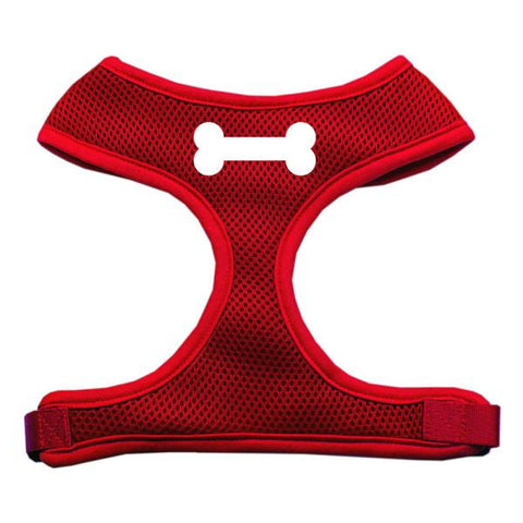 Dog Harness Bone Design Soft Mesh Red