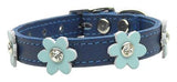 Flower Leather Blue w- Baby Blue Flowers 10