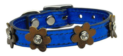 Flower Leather Metallic Blue w- Bronze Flowers 10