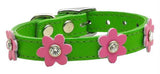 Flower Leather Emerald Green w- Pink Flowers 10