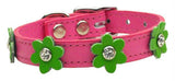 Flower Leather Pink w- Emerald Green Flowers 10