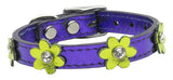 Flower Leather Metallic Purple w- Metallic Lime Green Flowers 10