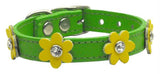 Flower Leather Emerald Green w- Yellow Flowers 12